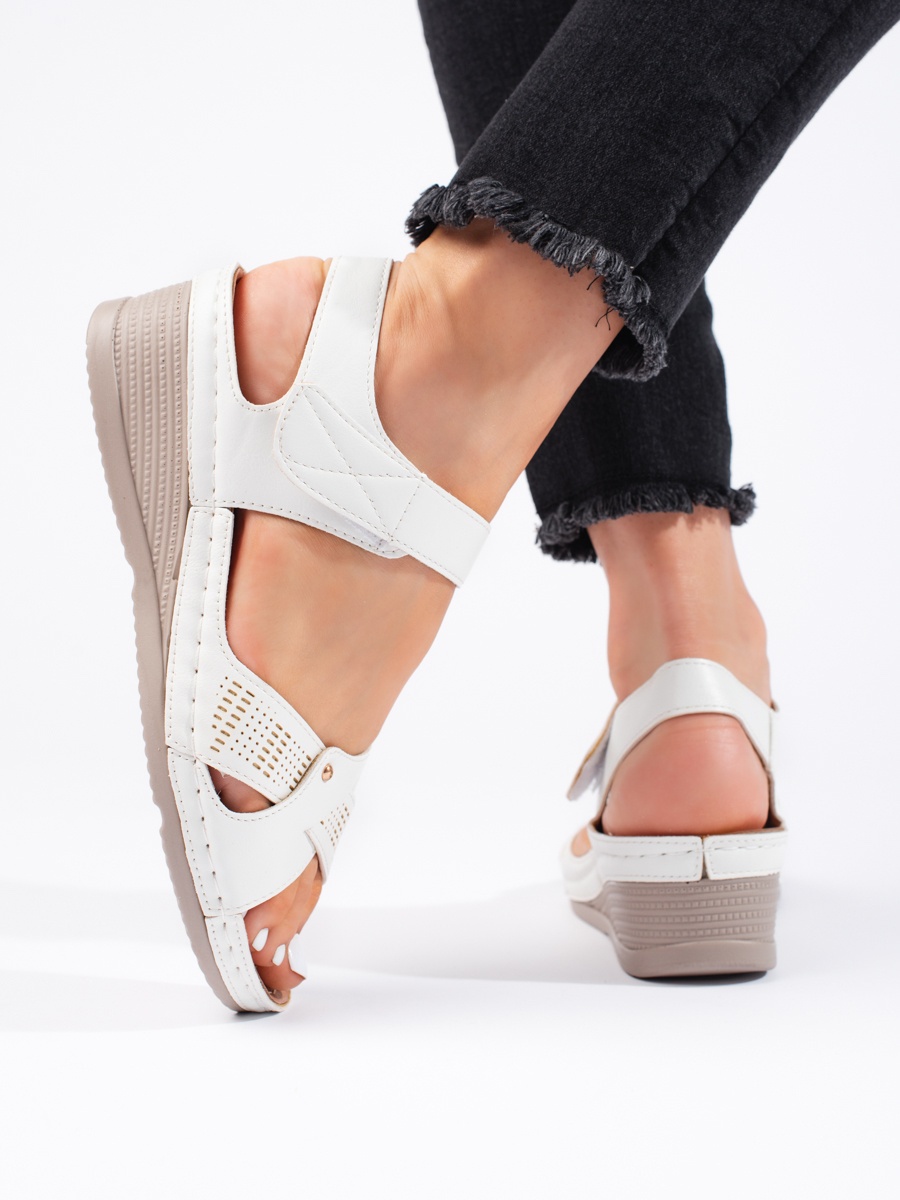 Luxusní  sandály dámské bílé platforma